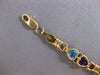 ESTATE 9.2CT AAA MULTI GEM 14KT YELLOW GOLD 3D MULTI HEART LOVE BRACELET