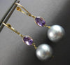 LARGE 1.2CT & AAA AMETHYST & AAA GREY TAHITIAN PEARL 18KT YELLOW GOLD EARRINGS