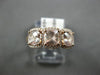 1.51CT DIAMOND & AAA MORGANITE 14KT ROSE GOLD 3D CUSHION & ROUND 3 STONE RING
