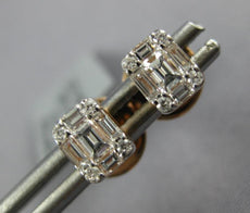 0.37CT DIAMOND 18KT ROSE ROUND & BAGUETTE CLUSTER SQUARE INVISIBLE STUD EARRINGS