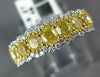 ESTATE 2.18CT WHITE & FANCY YELLOW DIAMOND 18K 2 TONE GOLD OVAL ANNIVERSARY RING