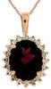 LARGE 3.36CT DIAMOND & AAA RHODOLITE 14KT ROSE GOLD OVAL HALO FLOATING PENDANT