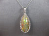 LARGE 8.51CT DIAMOND & AAA AUSTRALIAN OPAL 14KT WHITE GOLD HALO PENDANT #27692