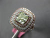 GIA LARGE 3.06CT WHITE PINK & GREENISH YELLOW DIAMOND 18K WHITE & ROSE GOLD RING
