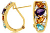 1.96CT DIAMOND & AAA MULTI GEM 14KT YELLOW GOLD 3D PEAR SHAPE & ROUND EARRINGS