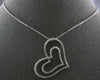 LARGE .75CT DIAMOND 14KT WHITE GOLD 3D DOUBLE HEART CRISS CROSS FLOATING PENDANT
