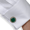ESTATE AAA GREEN AGATE 18KT YELLOW GOLD & 925 SILVER 3D FILIGREE MEN CUFFLINKS