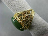 ANTIQUE LARGE AAA GREEN JADE 14KT YELLOW GOLD FILIGREE FLOWER FUN RING #19565