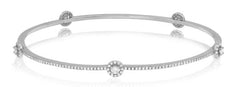 1.19CT DIAMOND 14K WHITE GOLD 3D CLASSIC BY THE YARD FLOWER CUFF BANGLE BRACELET