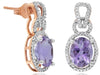 2.79CT DIAMOND & AAA AMETHYST 14KT ROSE GOLD OVAL & ROUND FLORAL HALO EARRINGS