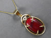 EXTRA LARGE 13.40CT DIAMOND & AAA RED OPAL 14KT YELLOW GOLD 3D FLOATING PENDANT