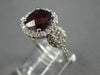 ESTATE LARGE 5.38CT DIAMOND & AAA RHODOLITE 14KT WHITE GOLD HALO ENGAGEMENT RING