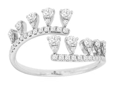 .54CT DIAMOND 14KT WHITE GOLD 3D CLUSTER ROUND PEAR SHAPE CRISS CROSS LOVE RING