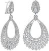 LARGE 5.0CT DIAMOND 18K WHITE GOLD MULTI ROW FILIGREE CLASSIC TEAR DROP EARRINGS