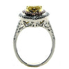LARGE 1.76CT MULTI COLOR DIAMOND 18KT TRI COLOR GOLD HEART SHAPE ENGAGEMENT RING
