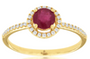 ESTATE .61CT DIAMOND & AAA RUBY 14KT YELLOW GOLD ROUND HALO FRIENDSHIP LOVE RING
