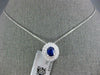 ESTATE 1.15CT DIAMOND & AAA SAPPHIRE 18K WHITE GOLD 3D OVAL DOUBLE HALO PENDANT