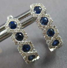 .90CT DIAMOND & AAA SAPPHIRE 14KT WHITE GOLD 3D ROUND INFINITY HANGING EARRINGS