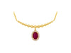 .63CT DIAMOND & AAA RUBY 14KT YELLOW GOLD OVAL & ROUND FLOWER BAR LOVE NECKLACE