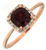 Estate 1.31Ct Diamond & AAA Rhodolite 14Kt Rose Gold 3D Cushion & Round Friendship Ring