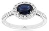 1.33CT DIAMOND & AAA SAPPHIRE 14KT WHITE GOLD OVAL HALO SIDEWAYS ENGAGEMENT RING