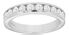 .75CT DIAMOND 14KT WHITE GOLD 3D CHANNEL SEMI ETERNITY WEDDING ANNIVERSARY RING