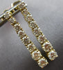 ESTATE LARGE 1.5CT DIAMOND 14KT YELLOW GOLD ROUND JOURNEY FLEXIBLE BAR HANGING EARRINGS