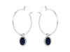 1.43CT DIAMOND & AAA SAPPHIRE 14KT WHITE GOLD HALO FLOWER HOOP HANGING EARRINGS