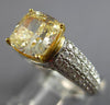 2.75CT WHITE & FANCY YELLOW DIAMOND 18KT 2 TONE GOLD 3D CUSHION ENGAGEMENT RING