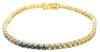 ESTATE 6.53CT AAA MULTI COLOR SAPPHIRE 18KT YELLOW GOLD RAINBOW TENNIS BRACELET