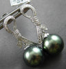 ESTATE DIAMOND .23CT & AAA TAHITIAN PEARL 18KT WHITE GOLD BOW HANGING EARRINGS