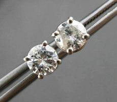 ESTATE 1.18CT DIAMOND 14KT WHITE GOLD CLASSIC STUD EARRINGS 6mm F/G SI-I #24443