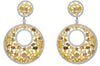 EXTRA LARGE 13.5CT WHITE & MULTI COLOR DIAMOND 18K 2 TONE GOLD CIRCULAR EARRINGS