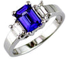 Estate 1.35Ct Diamond & AAA Tanzanite 14Kt White Gold 3D Emerald Cut Enagagement Ring