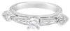 ESTATE .65CT DIAMOND 18KT WHITE GOLD ROUND & BAGUETTE FILIGREE DOUBLE HEART RING
