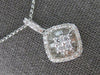 ESTATE 1CT DIAMOND 18K WHITE GOLD ROUND & BAGUETTE CLUSTER FUN FLOATING PENDANT