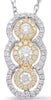.43CT DIAMOND 14KT 2 TONE GOLD 3D CLUSTER FLOWER 3 STONE HALO FLOATING PENDANT