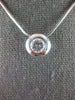 LARGE .61CT DIAMOND 18KT WHITE GOLD ROUND BEZEL FLOATING PENDANT NECKLACE #27243