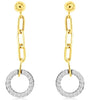 .30CT DIAMOND 14KT 2 TONE GOLD 3D CIRCLE OF LIFE MULTI LINK FUN HANGING EARRINGS