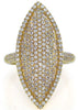 ESTATE LARGE 1.32CT DIAMOND 18KT YELLOW GOLD MULTI ROW PAVE MARQUISE SHAPE RING