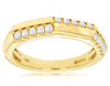 .33CT DIAMOND 14K YELLOW GOLD 3D 2 ROW RECTANGULAR SEMI OCTAGON ANNIVERSARY RING