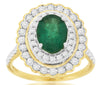 2.44CT DIAMOND & AAA EMERALD 14KT YELLOW GOLD OVAL & ROUND HALO ANNIVERSARY RING
