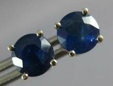 ESTATE 2.35CT AAA SAPPHIRE 14KT WHITE GOLD CLASSIC ROUND STUD EARRINGS