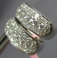 ESTATE WIDE 1.50CT DIAMOND 14KT WHITE GOLD 3 ROW CLASSIC HUGGIE HANGING EARRINGS