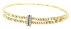 ESTATE .13CT DIAMOND 18K 2 TONE GOLD FLEXIBLE CRISS CROSS SNAKE BANGLE BRACELET