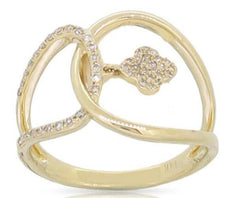 ESTATE .16CT DIAMOND 14KT YELLOW GOLD 3D CLASSIC ROUND LOVE KNOT FLOWER FUN RING