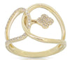 ESTATE .16CT DIAMOND 14KT YELLOW GOLD 3D CLASSIC ROUND LOVE KNOT FLOWER FUN RING