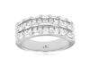WIDE 2.0CT DIAMOND 14KT WHITE GOLD 3D PRINCESS & BAGUETTE 5 ROW ANNIVERSARY RING
