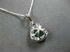 1.58CT DIAMOND & AAA EMERALD 14K WHITE GOLD 3D TRILLION & ROUND FLOATING PENDANT
