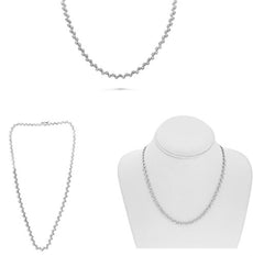 2.85CT DIAMOND 14KT WHITE GOLD 3D ROUND MULTI WAVE SEMI ETERNITY TENNIS NECKLACE